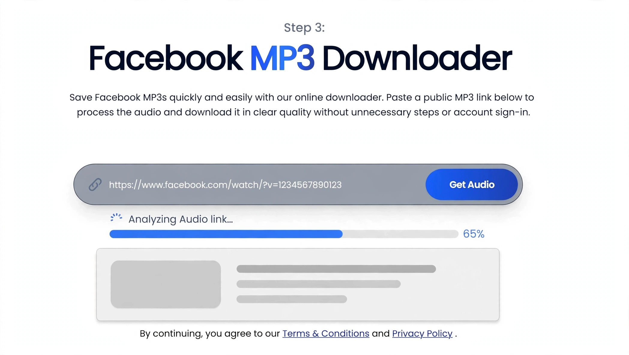 Paste Facebook link into MP3 downloader