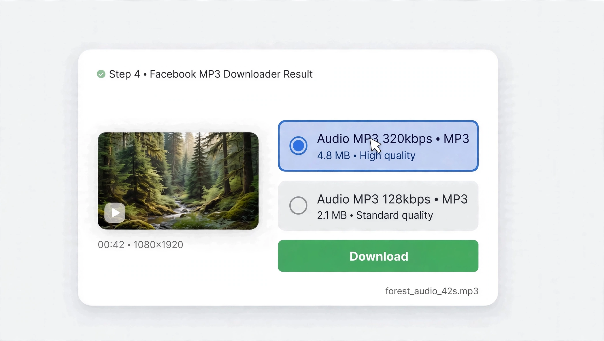 Review available Facebook audio result