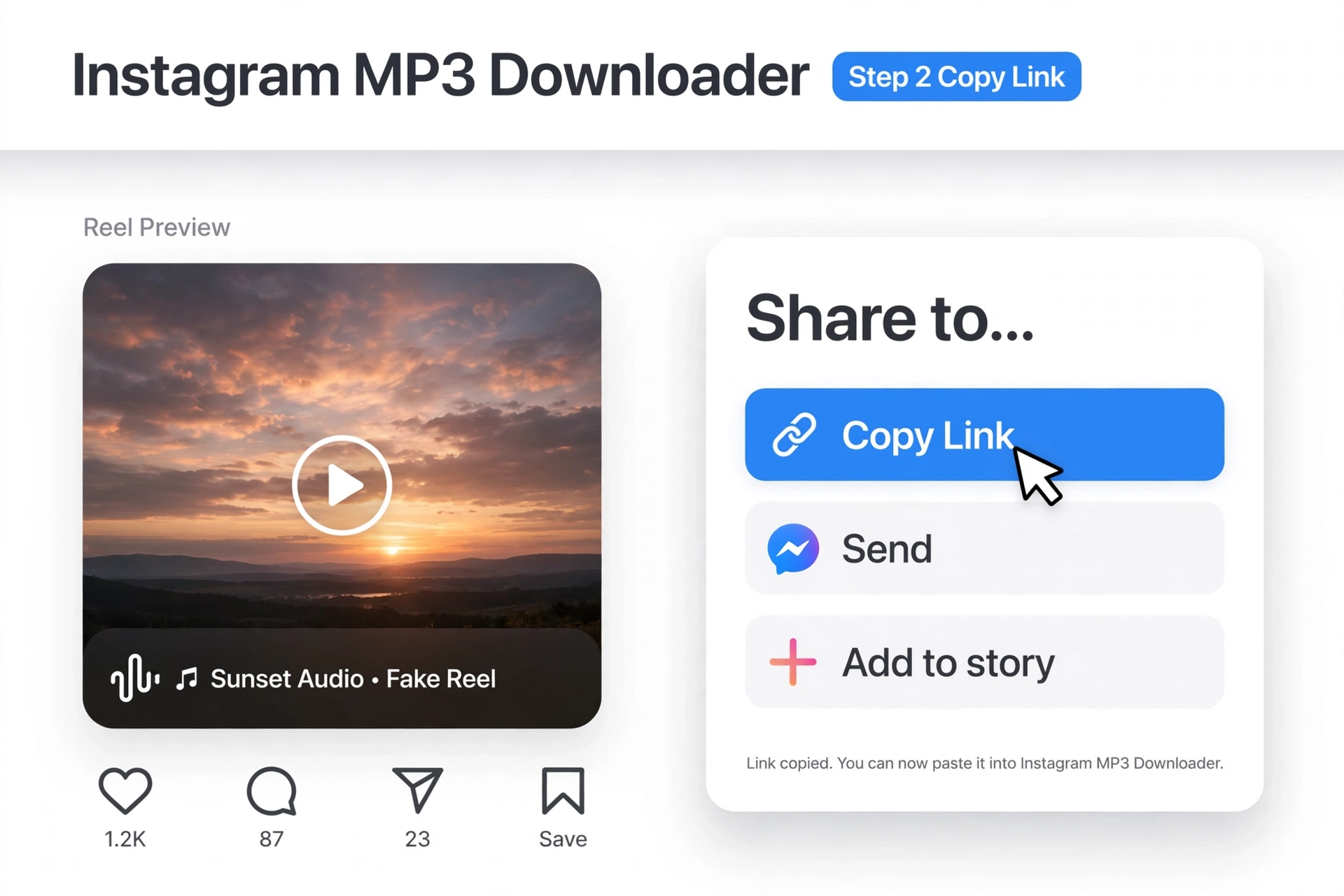 Copy the Instagram Reel or video link