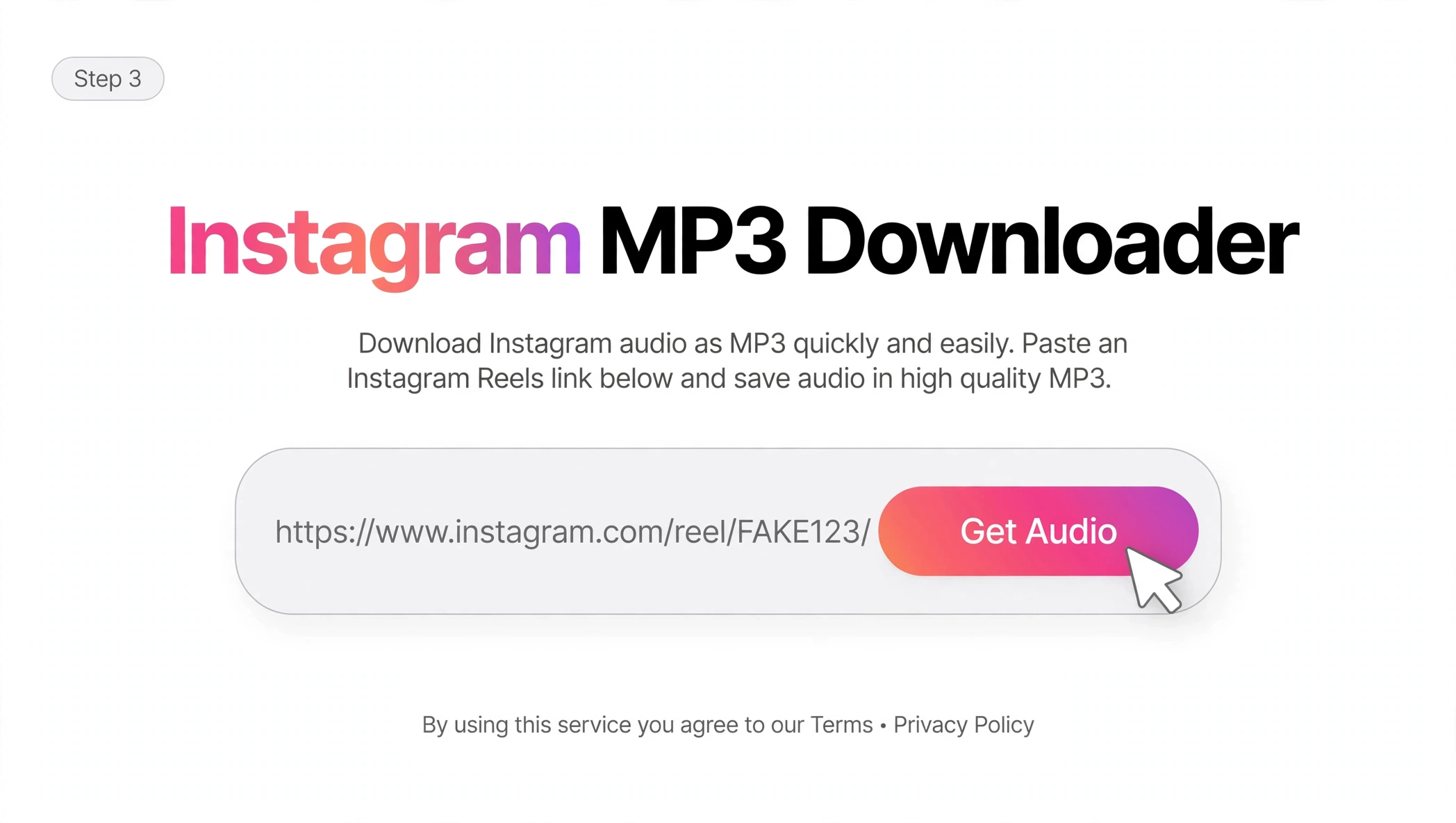 Paste an Instagram link into the MP3 downloader